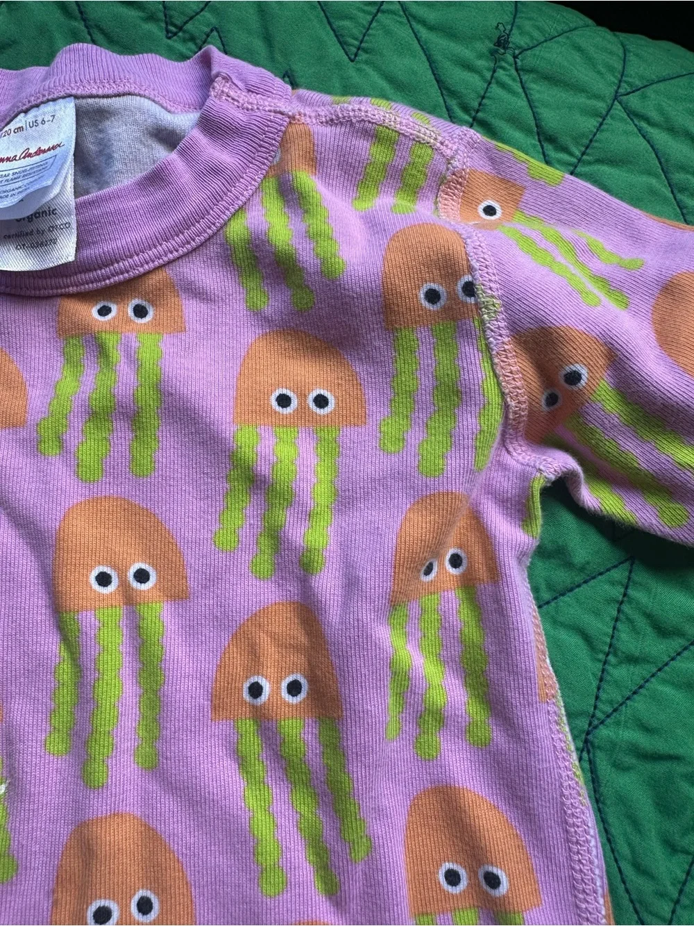Hanna Andersson Pink Jellyfish Pajama Set with Green Tentacles